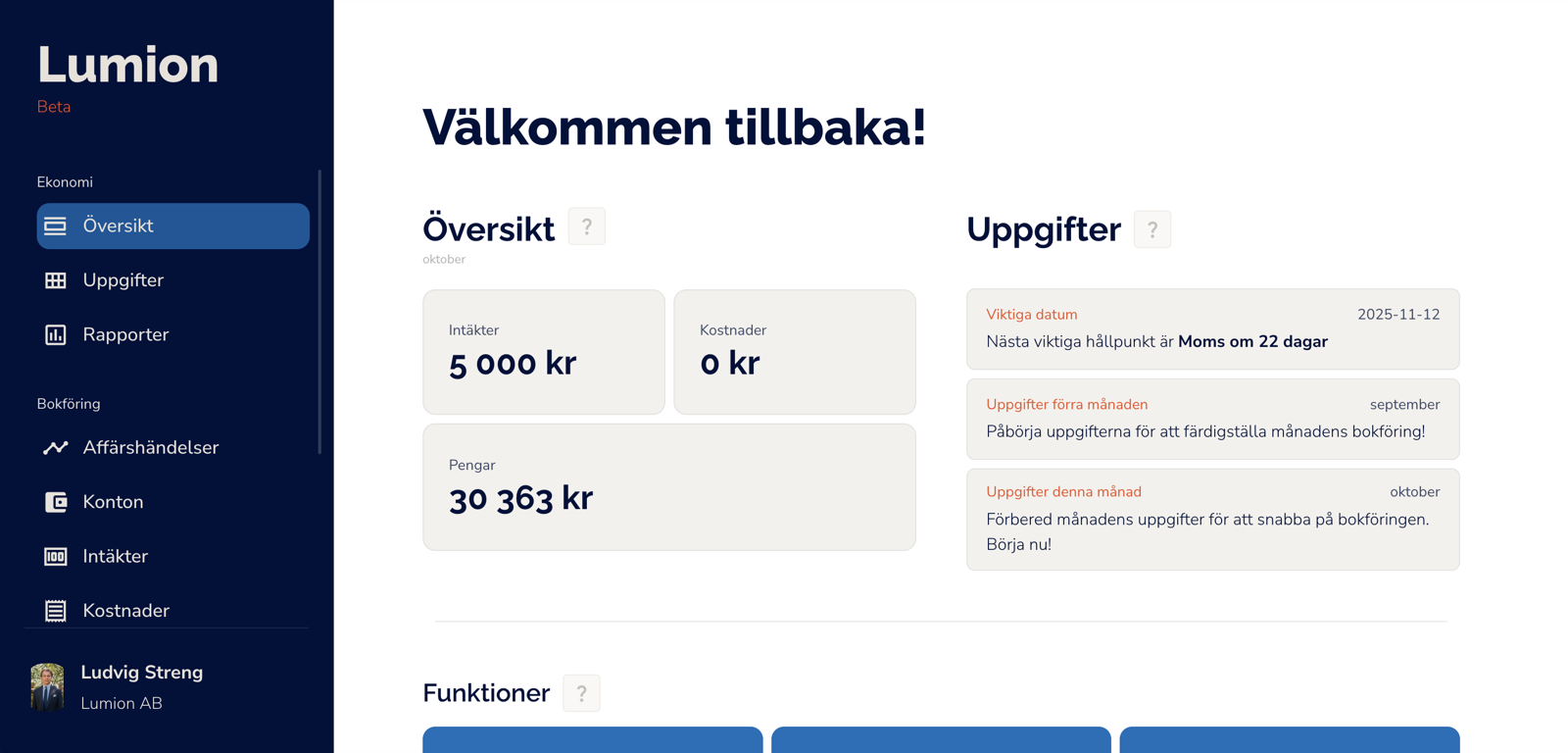 Bild på Lumions dashboard